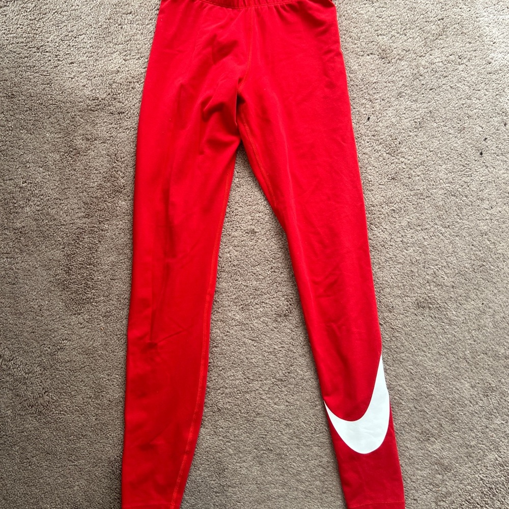 Nike Red Women Leggings with White sign